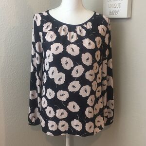 Loft Navy Floral Blouse